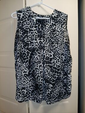 Rachel Zoe Black and White Leopard-Print Shirt